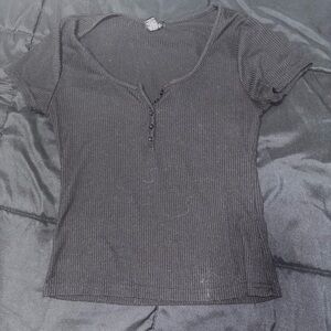 Black Ribbed Women's Top